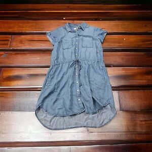 Thread & Supply Women Light Blue Wash Chambray at Knee Dress Sz L Button-Up NWT